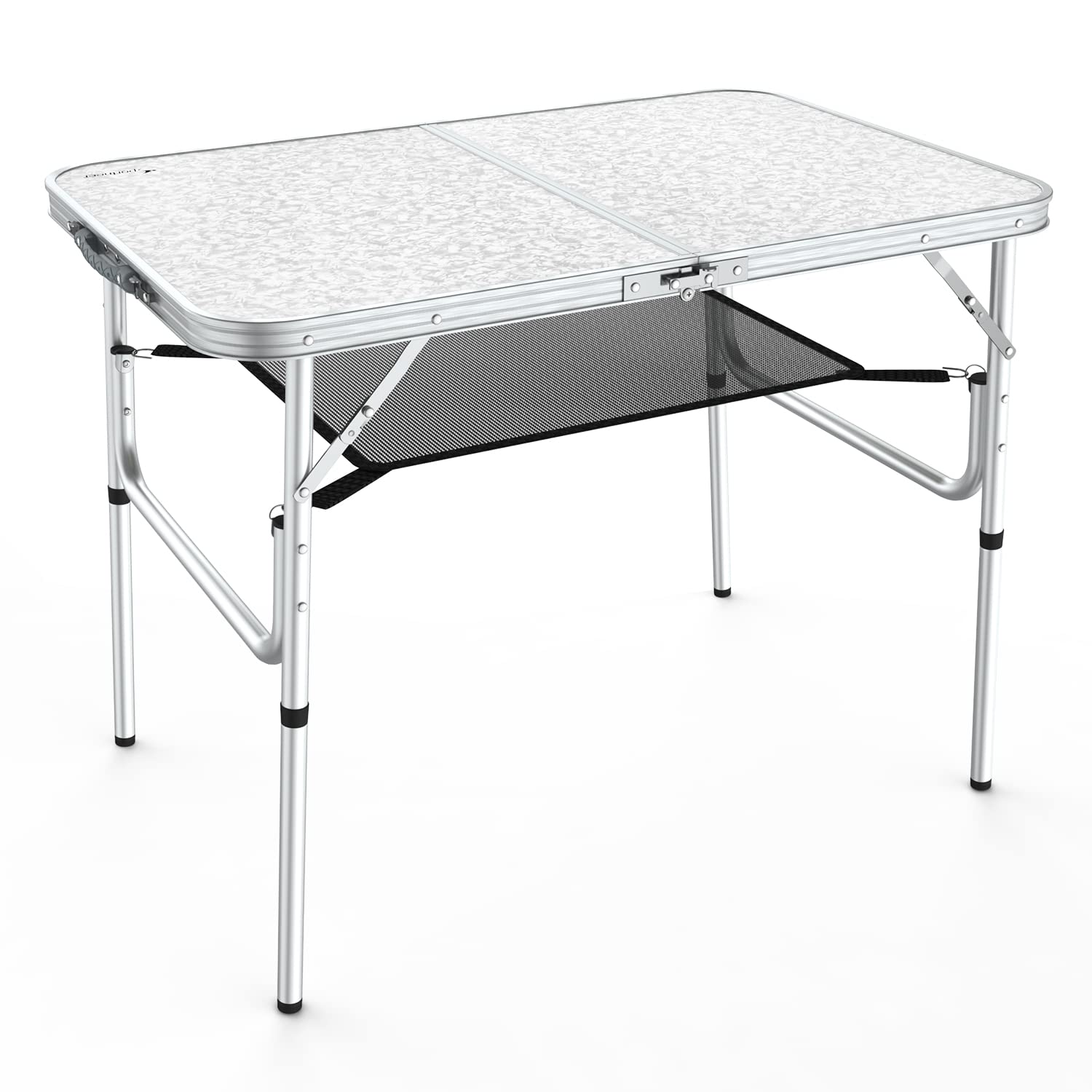 Sportneer Camping Table, 23.6' L X 15.7' W Adjustable Height Small Folding Table With Mesh Layer Portable Camp Tables With Aluminum Legs For Outdoor Camp Picnic Beach Bbq Cooking (2 Height)