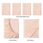 Bysure 6 Pieces Bed Sheets Set(Queen, Peach) - Hotel Luxury Super Soft 1800 Thread Count 100% Microfiber Sheets With Deep Pocket