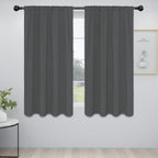 Easy-Going Rod Pocket Blackout Curtains For Bedroom, Room Darkening Window Curtains For Living Room, Thermal Insulated Noise Reduction Solid Window Drapes, 2 Panels(42X63 In, Gray)