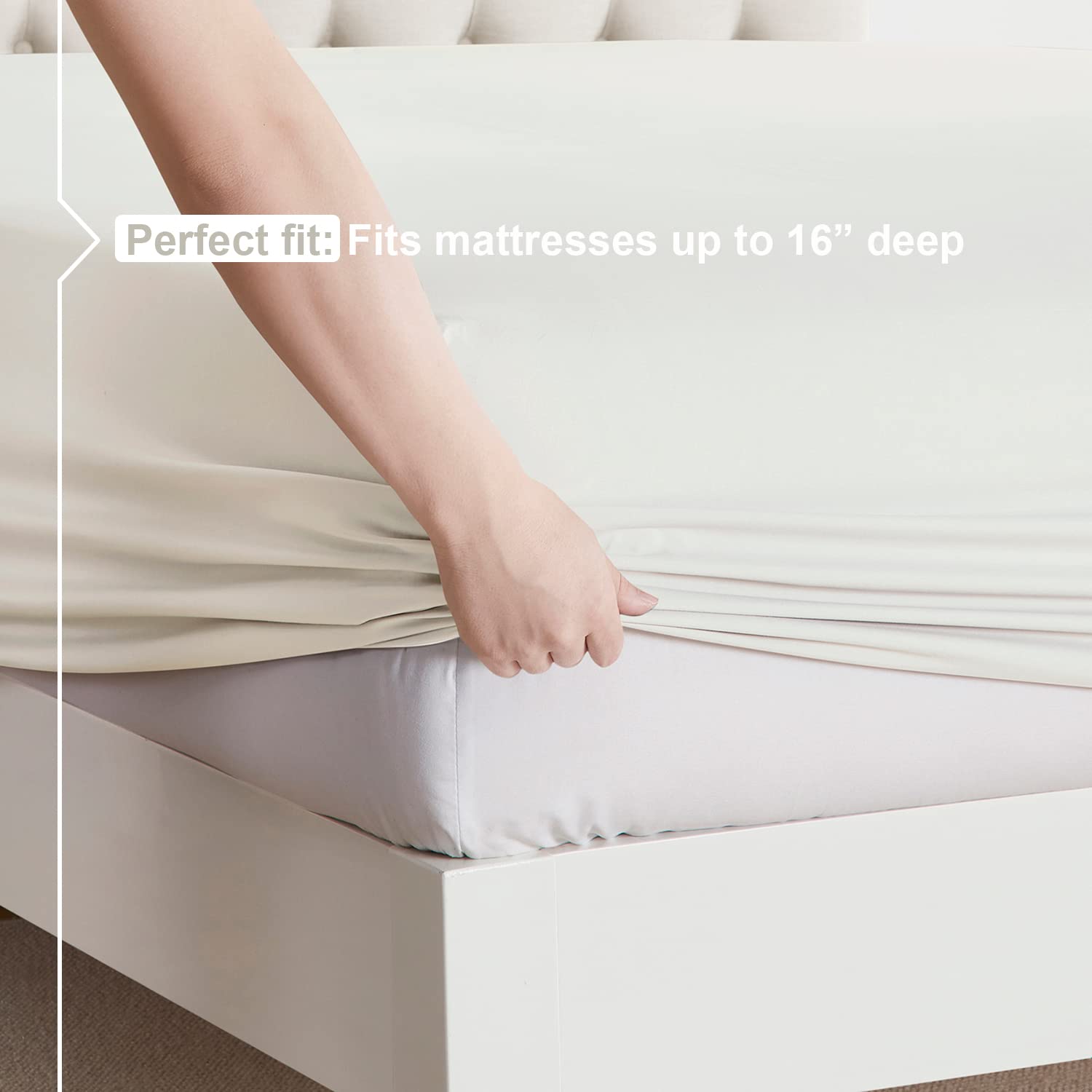 Nestl Twin Xl Sheets Set - 3 Piece Twin Xl Bed Sheets, Deep Pocket, Hotel Luxury, Extra Soft, Breathable And Cooling, Off White Twin Xl Sheet Set