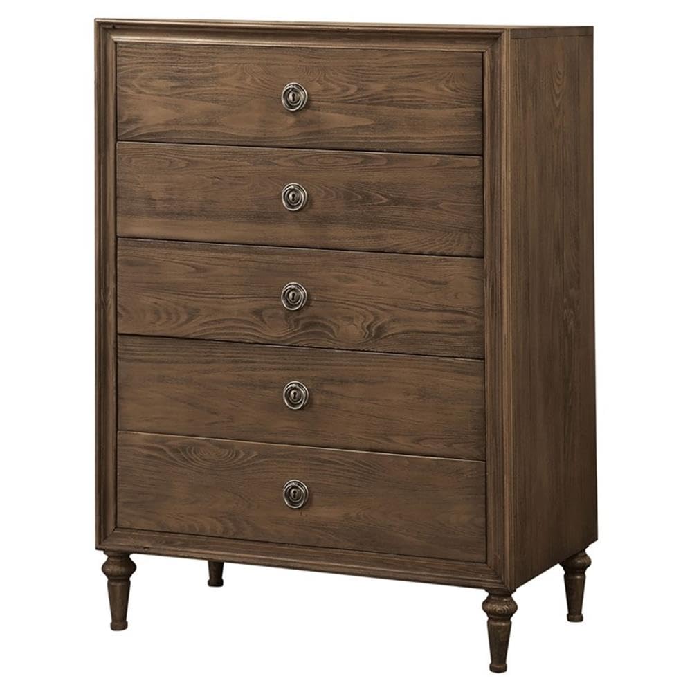 Acme Inverness 5-Drawer Wooden Chest in Reclaimed Oak