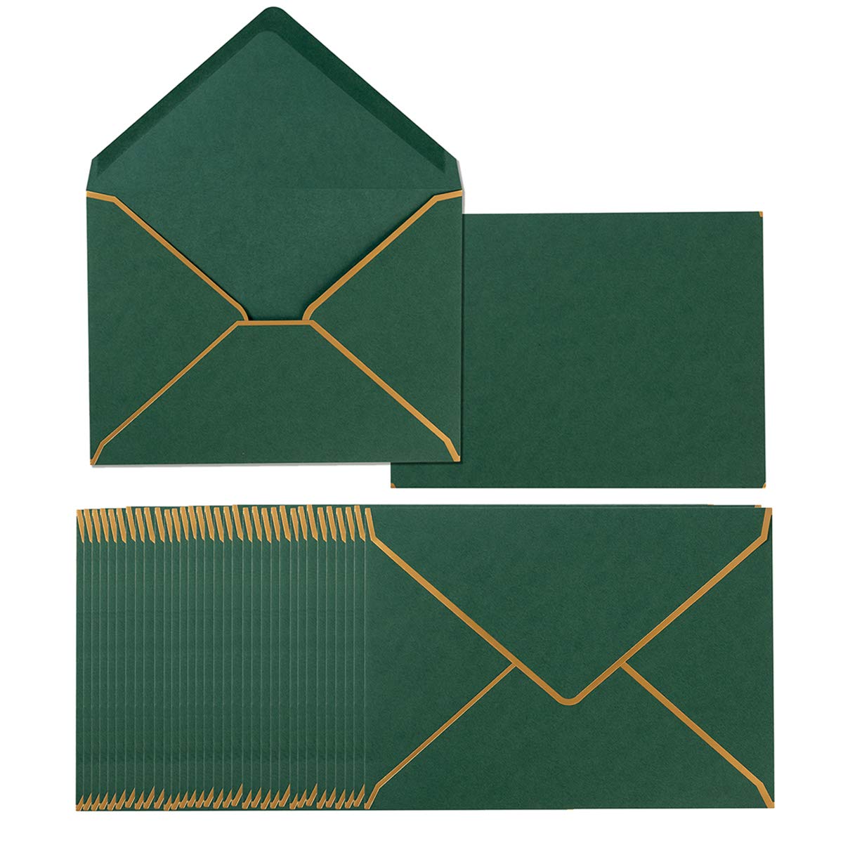 100 Pack A7 Envelopes 5 X 7 Card Envelopes V Flap Envelopes With Gold Border For Office, Wedding Gift Cards, Invitations, Gradua