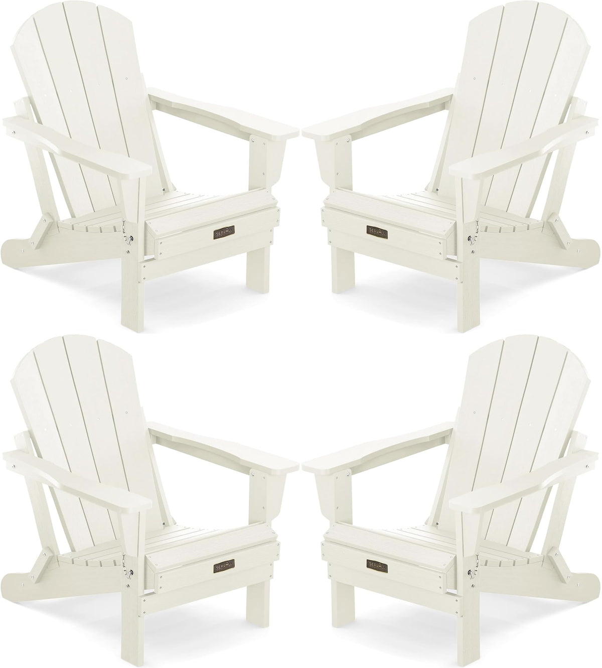 Serwall Foldable Adirondack Chair Set Of 4 For Patio Garden Outdoors Fire Pit-White