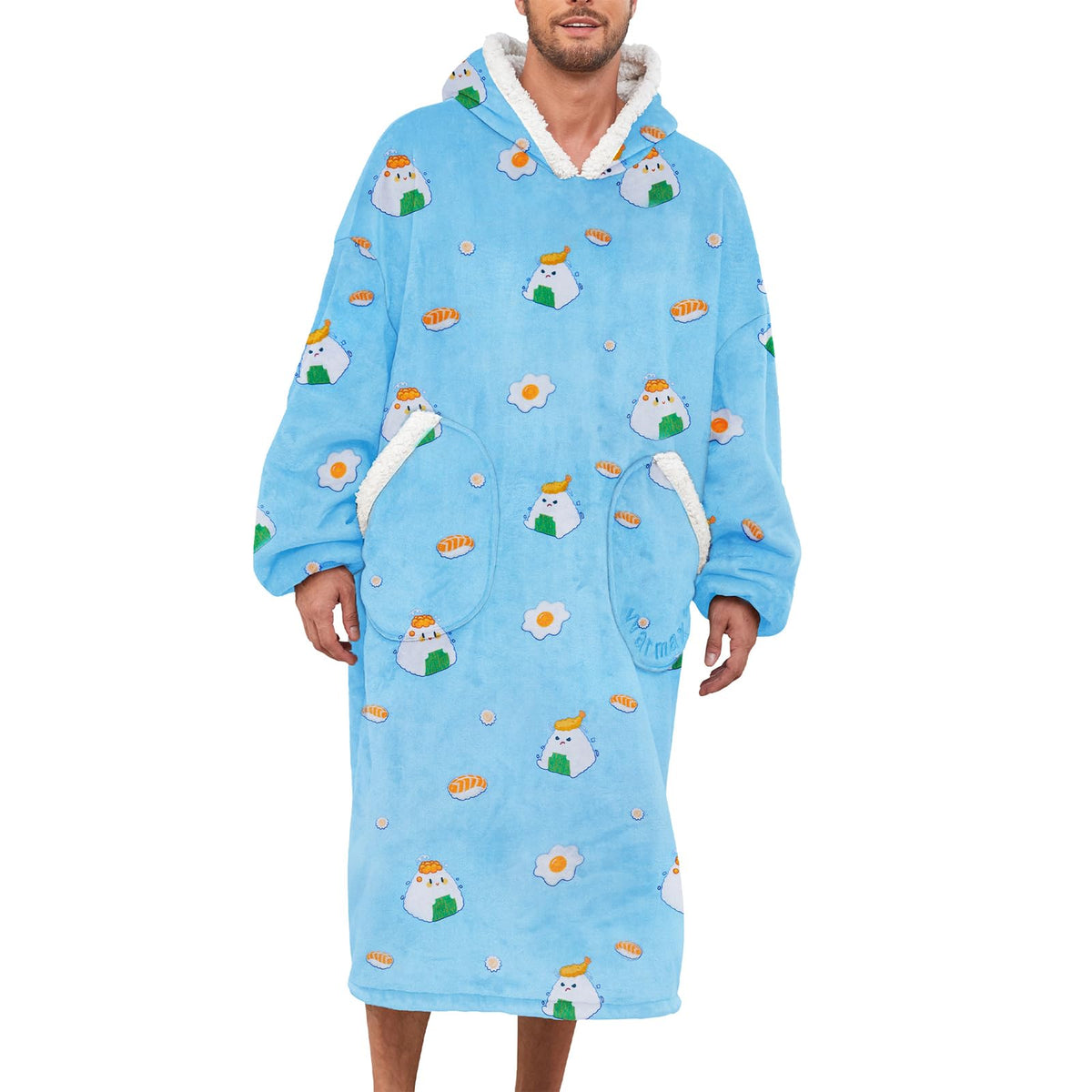 American Trends Gifts For Women And Men Sushi Blanket Hoodie Sherpa Extra Long Wearable Blanket Sweatshirt Blanket With Hood Poc