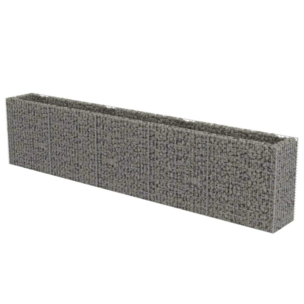 vidaXL Galvanized Steel Gabion Raised Bed/Planter - 177.2''x19.7''x39.4'', Robust and Weather-Resistant, Ideal for Garden and Pa