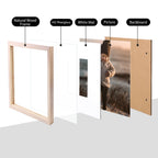 KINLINK 9x9 Wood Picture Frames Natural with Acrylic Front, Set of 4, 7x7 with Mat, Tabletop and Wall Mount