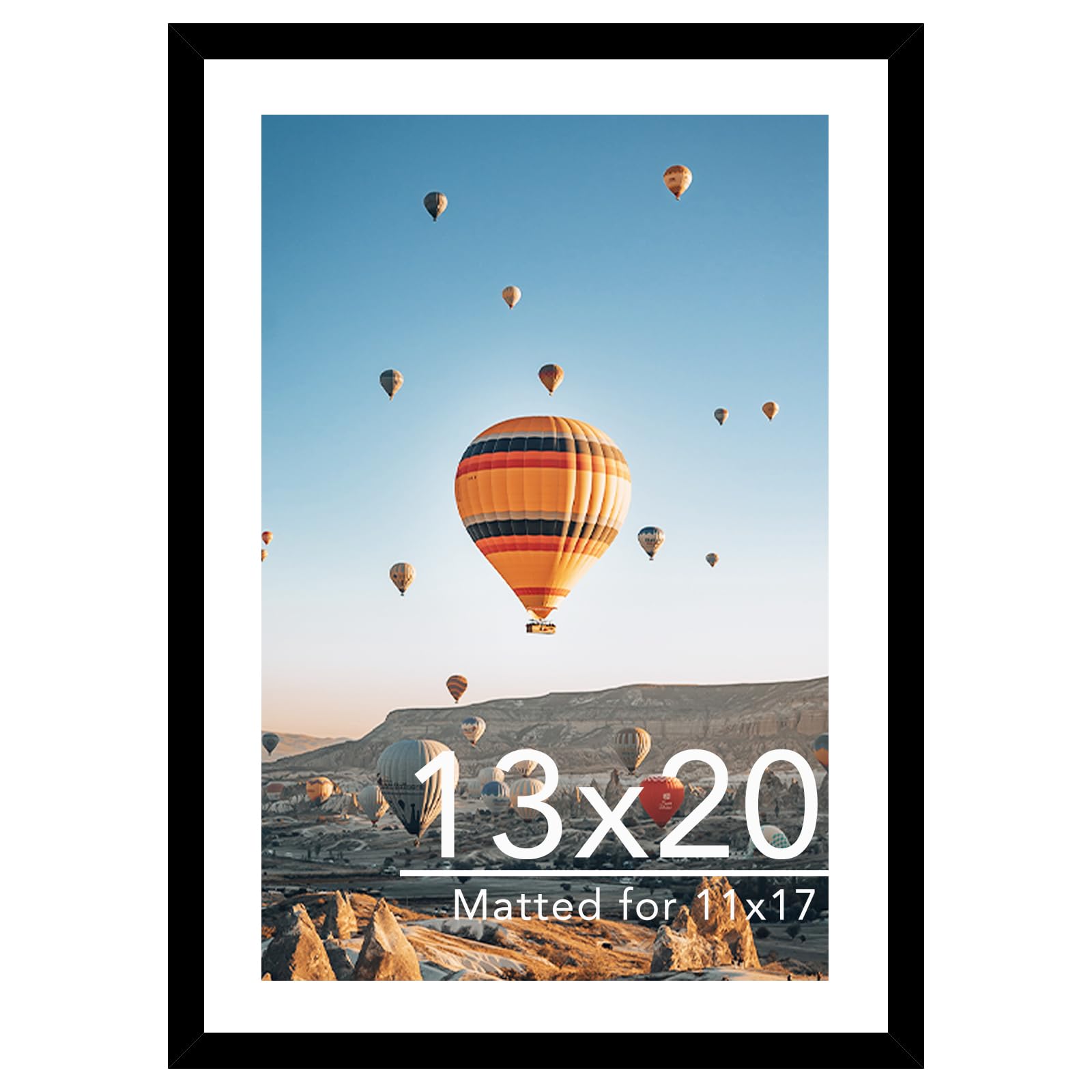 JCJMY 13x20 Picture Frame with 11x17 Mat, Display Photo 11x17 with Mat or 13 x 20 Without Mat, Wall Hanging Large 13 by 20 Poste