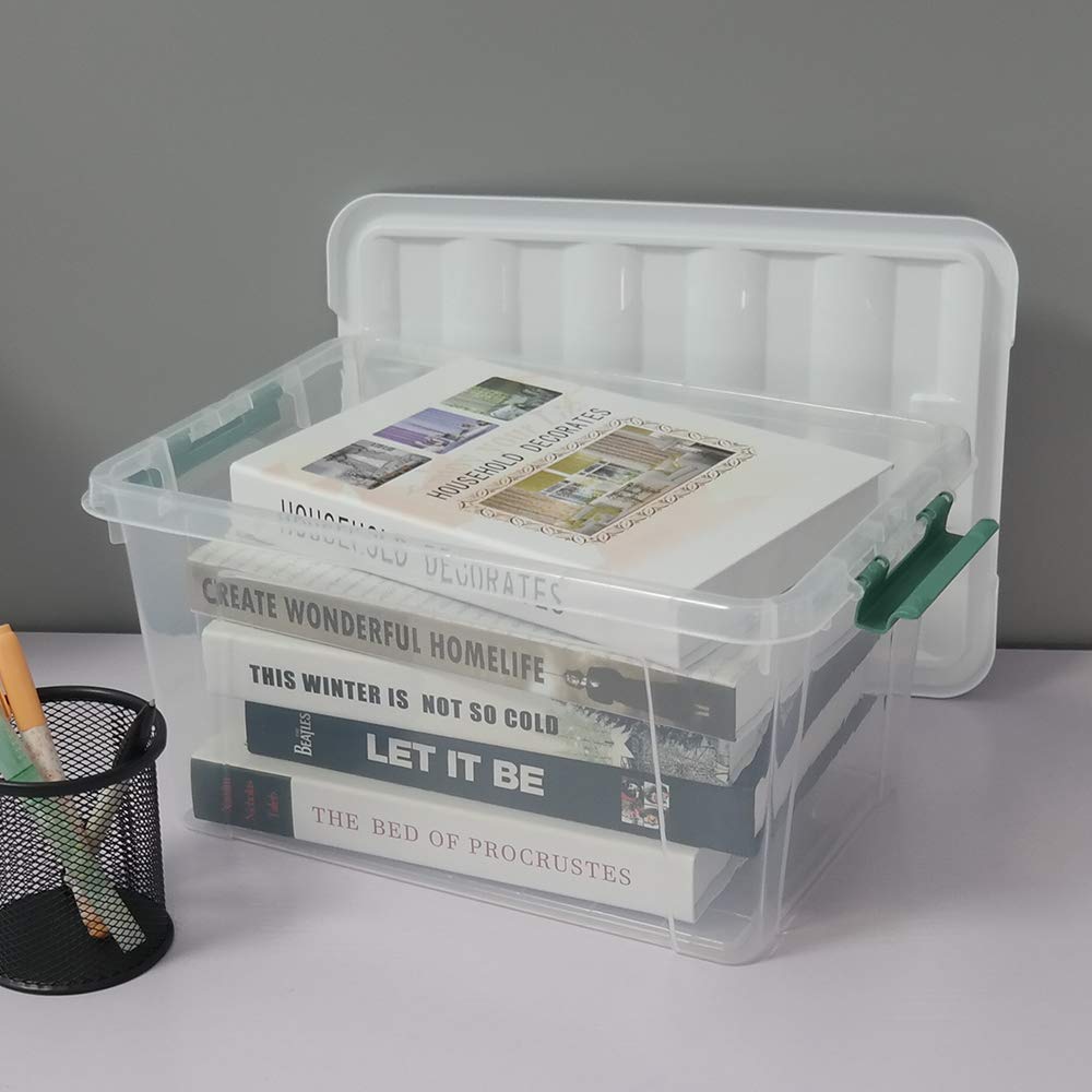 Gloreen 14 Quart Clear Storage Bins With Lid And Handle, Multipurpose Stackable Plastic Storage Latches Box/Containers