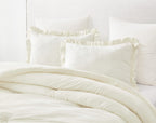 Chezmoi Collection Nora 2-Piece Ruffled Edge Trim Soft Washed Microfiber Comforter Set (Twin, Ivory)