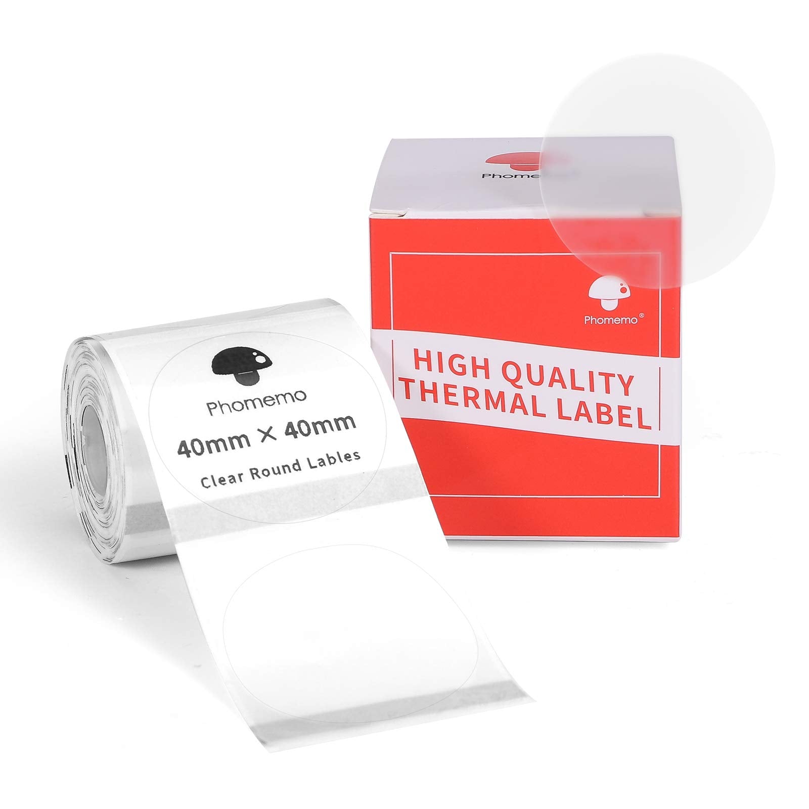 Phomemo Clear Circle Label For M110/M221/M220/M210/M200-1.57'X 1.57' (40X40Mm) Transparent Paper For Barcode, Product Tag, Log