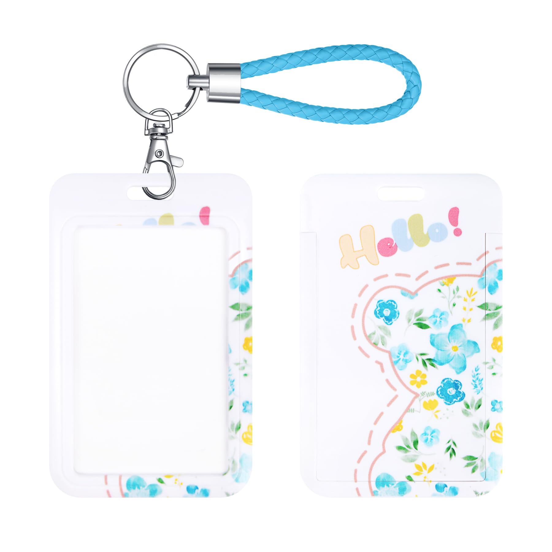 Shiningeyes Id Card Badge Holder Key Chain With Metal Keyring, Plastic Slide Open With Id Window For Women Men Girls Students,Be