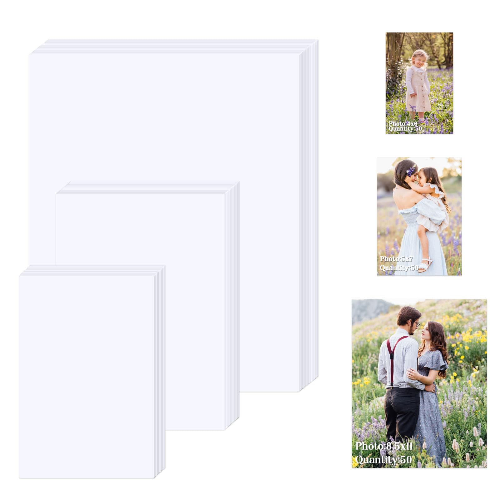 Zbeivan Photo Paper 4X6, 5X7, 8.5X11 Inch, Glossy Photo Paper 150 Sheets, Inkjet Printer Photo Paper For Dye Ink, 200 Gsm (50 Sh