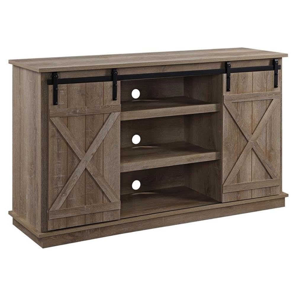 Acme Bellona Wooden 2-Door TV Stand with Cable Management Holes in Oak