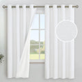 Youngstex White Blackout Curtains 72 Inch Length, Linen Window Drapes Full Room Darkening Grommet Thermal Insulated Panels For B