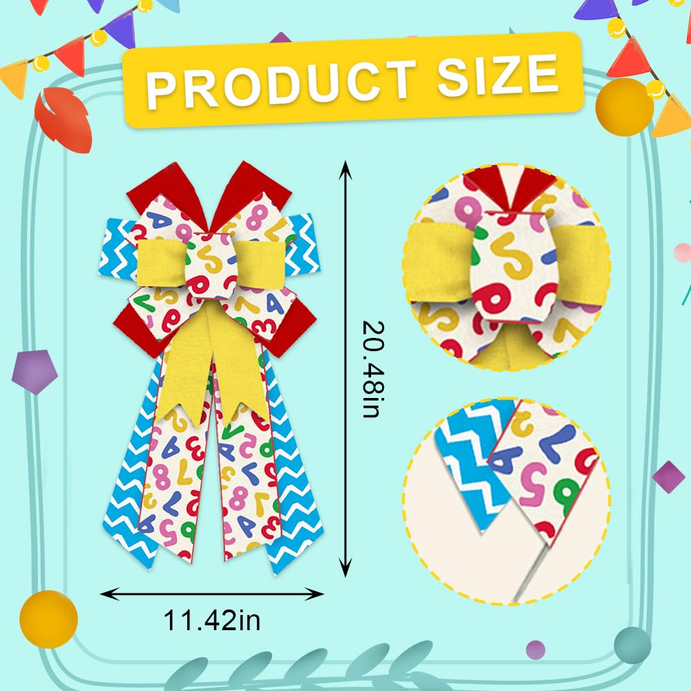 Hying Large Back To School Bows For Wreath, First Day Of School Wreath Bow For Front Door, School Day Wreath Bows For Back To Sc