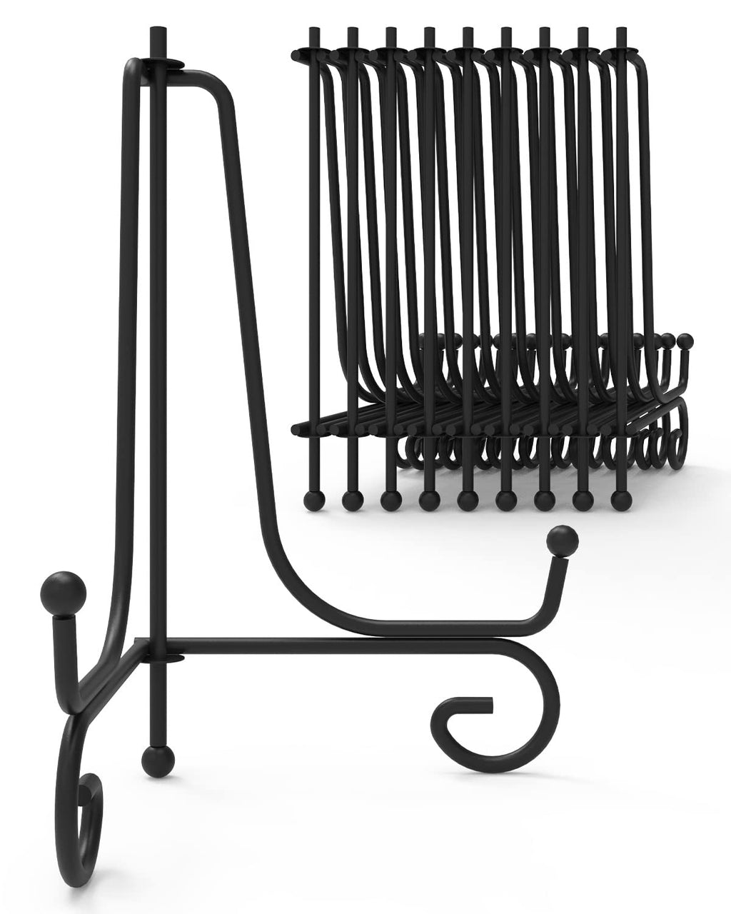 Iron Display Stand 10 Packs, 6 Inches Plate Stand Picture Stand Photo Stand for Display, Black Foldable Easel Stand Holder for P