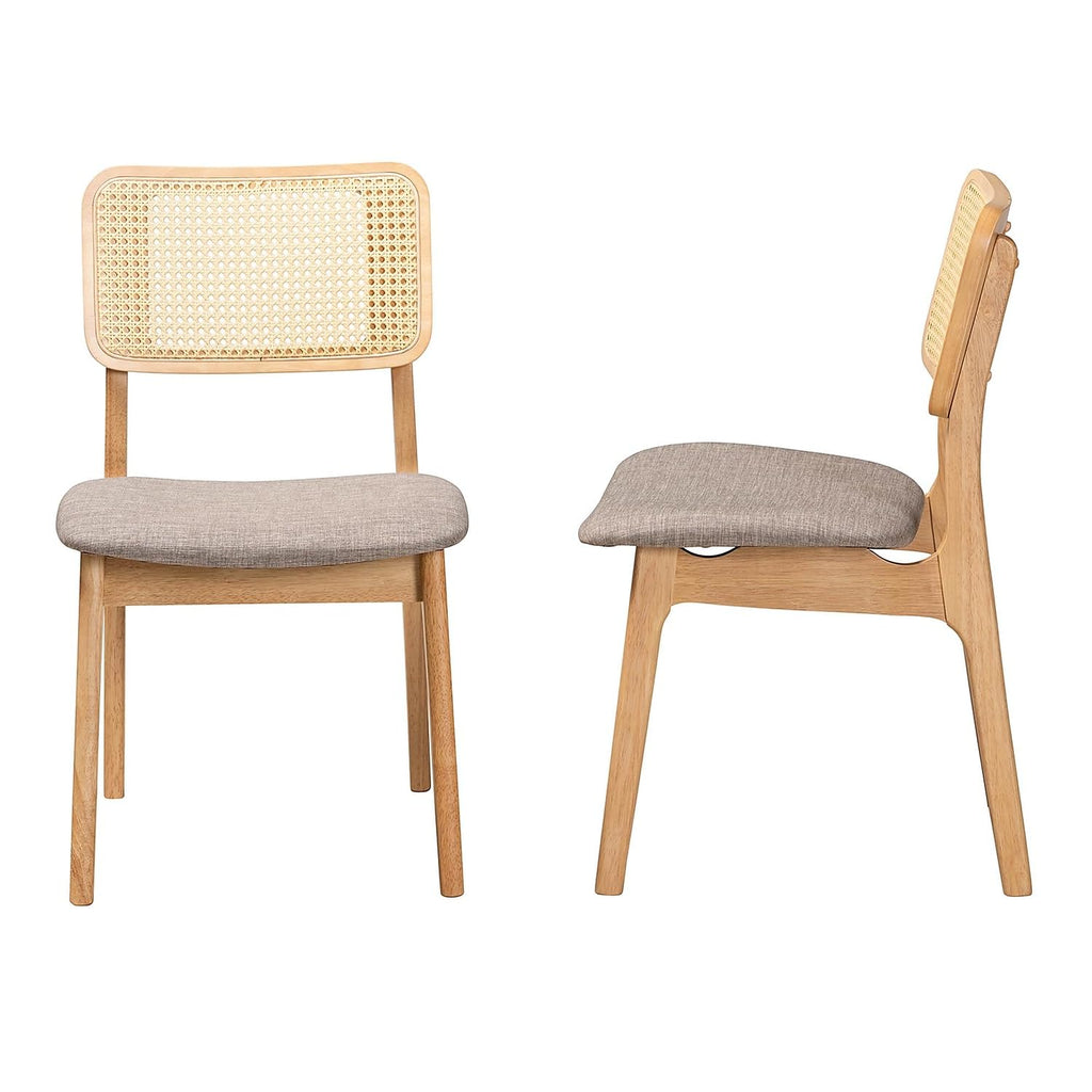 Baxton Studio Dannon Mid-Century Fabric Dining Chair, Grey/Natural Oak/Light Brown, 2/Set (234-2P-13292-HT)