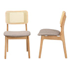 Baxton Studio Dannon Mid-Century Fabric Dining Chair, Grey/Natural Oak/Light Brown, 2/Set (234-2P-13292-HT)