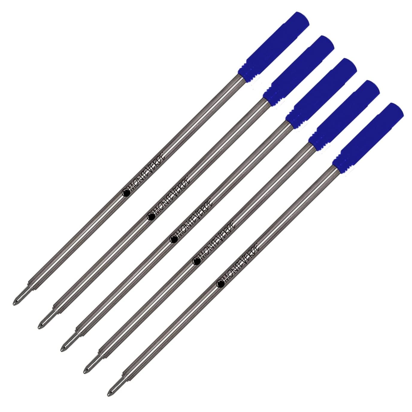5 Pack - Monteverde Ballpoint Refill To Fit Cross Ballpoint Pens, Medium Point, Soft Roll, C13 (Bulk Packed) (Blue)