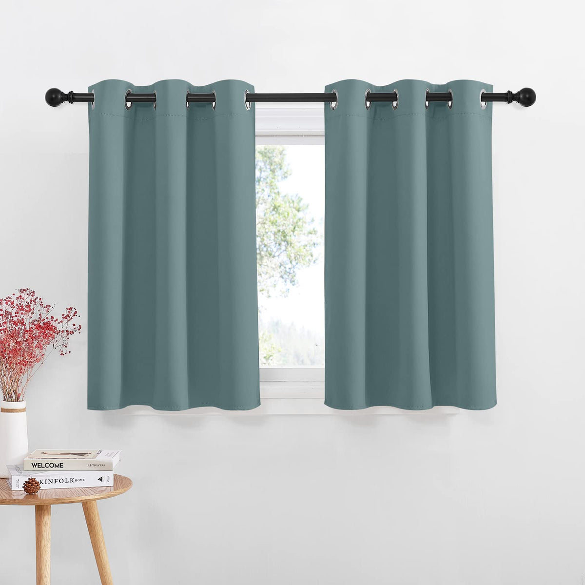 Nicetown Farmhouse Blackout Curtains For Rv Kitchen Basement Thermal Insulated Grommet Small Window Curtain For Bathroom Cabinet