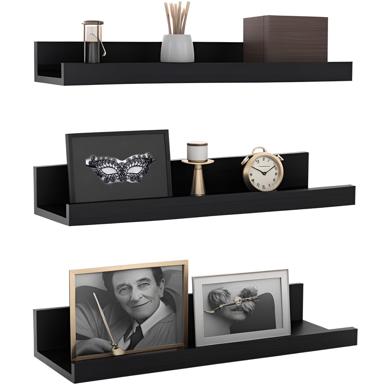 Dime Store Floating Shelf Wall Mount Wall Shelves Storage Shelf For Living Room Bedroom For Home Decor Items (Standard, Black) E
