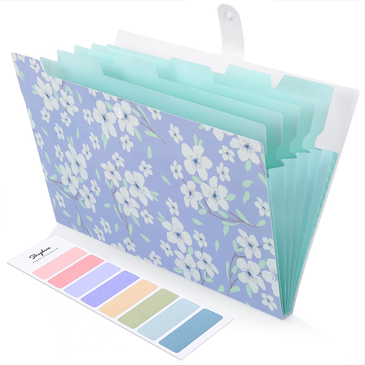 Skydue Expanding File Folders With 8 Lables, Floral Printed Accordion Document Folder Organizer Us Letter Size Purple