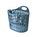 ECOMISTIQ Perforated Foldable Laundry Basket OpenTop Collapsible Laundry Hamper Oval Handles, Blue, Xs