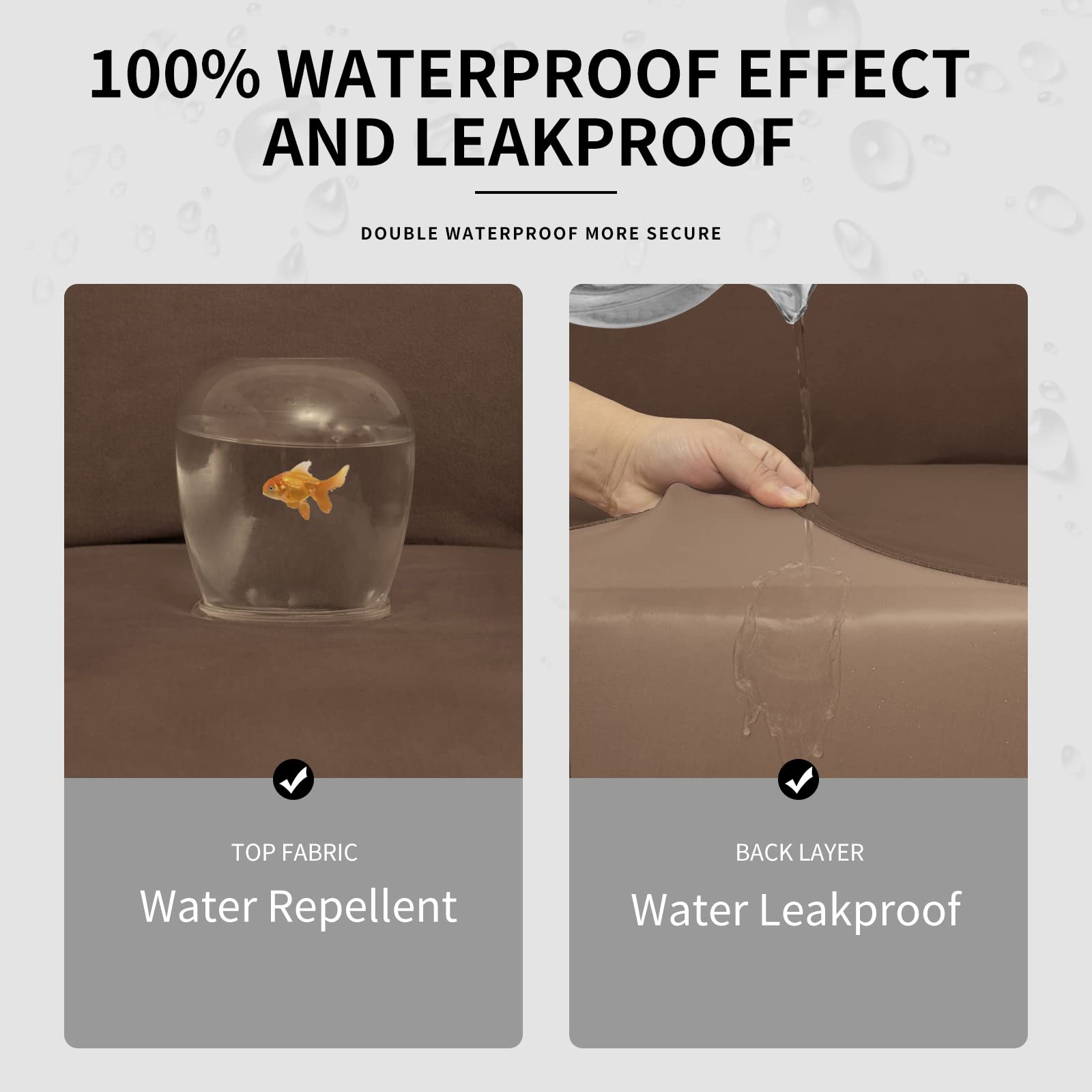 Easy-Going 100% Dual Waterproof Oversized Loveseat Cover Stretch Soft Couch Cover For Dogs, Sofa Slipcover For 2 Separate Cushion Couch Leakproof Furniture Protector For Kids, Pets Brown