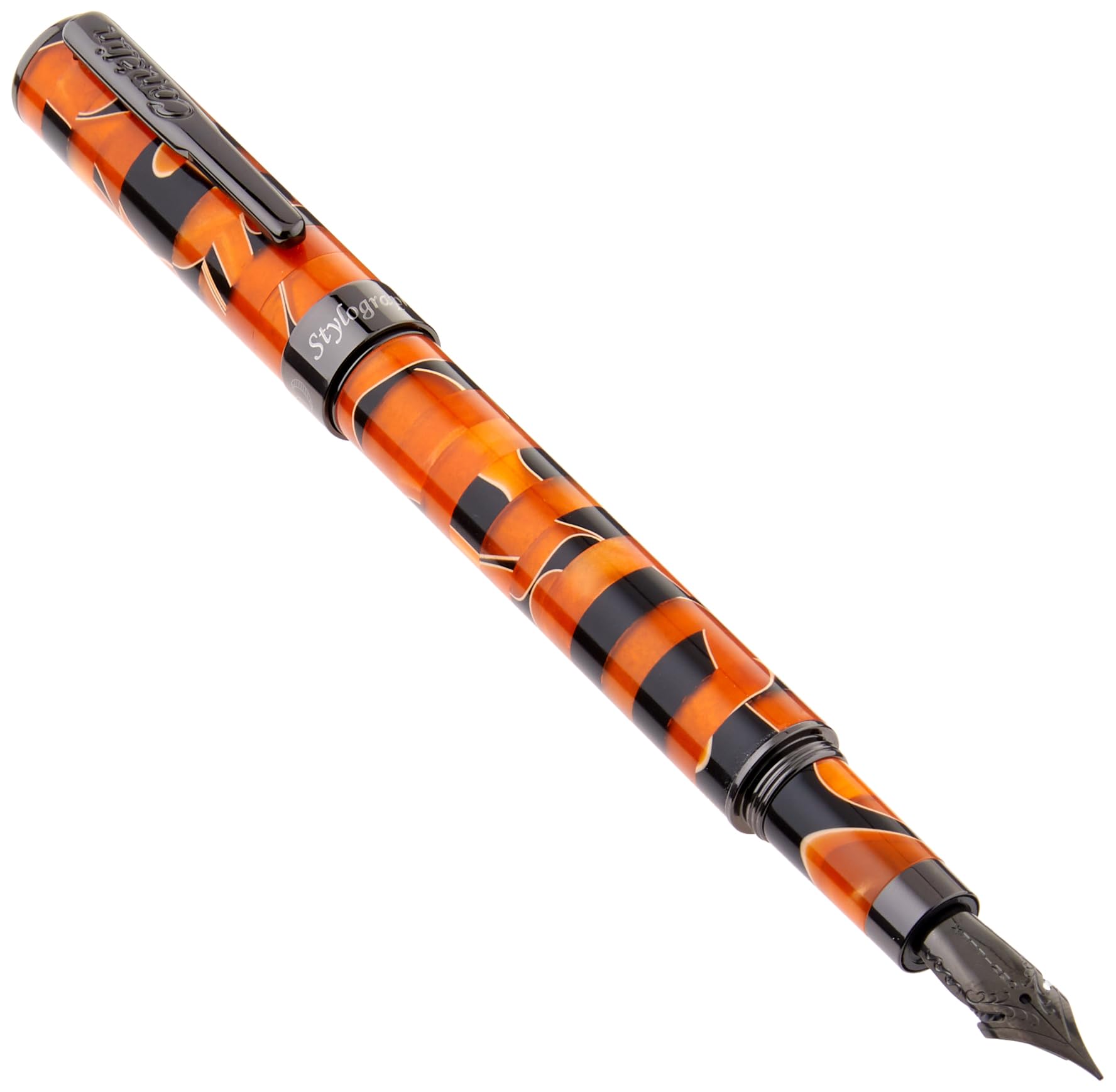 Stylograph Mosaic Fountain Pen Orange/Black- Omniflex
