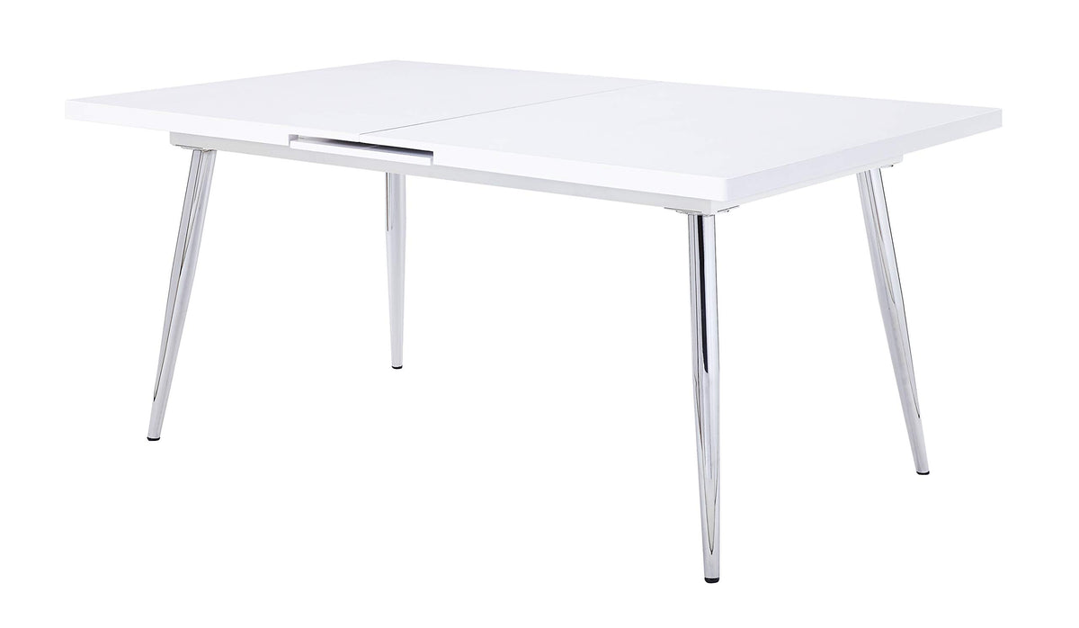 Acme Weizor Dining Table in White High Gloss & Chrome