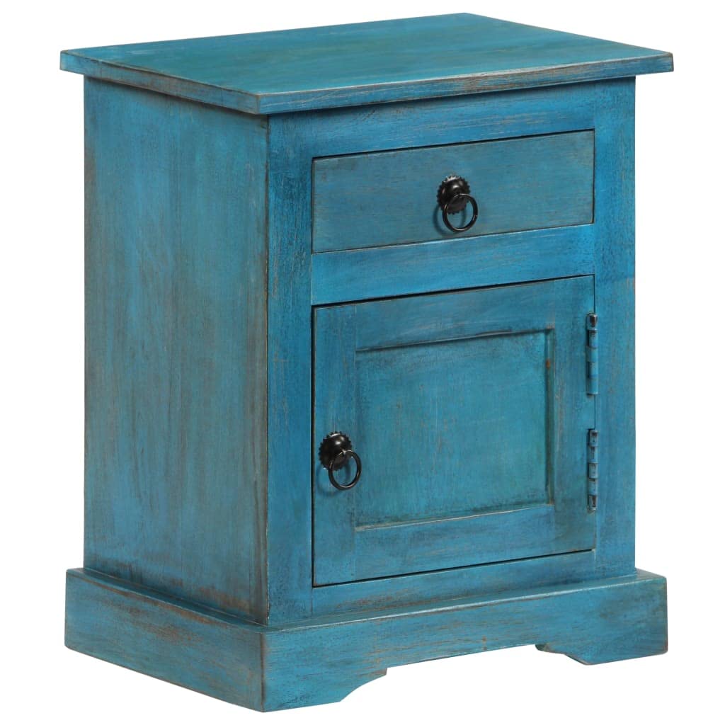 Vidaxl Solid Wood Mango Bedside Table - Blue Nightstand/Telephone Cabinet - 15.7&quot; X 11.8&quot; X 19.7&quot;