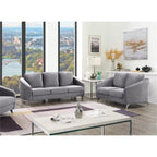 Lilola Home Sofia Gray Velvet Fabric Sofa Loveseat Living Room Set