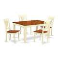 East West Furniture WEPL5-BMK-W 5 Piece Kitchen Table Set for 4 Includes a Rectangle Dining Room Table with Butterfly Leaf and 4 Solid Wood Seat Chairs, 42x60 Inch, Buttermilk & Cherry