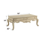 Acme Ragenardus 2-Drawer Wooden Top Storage Coffee Table in Antique White