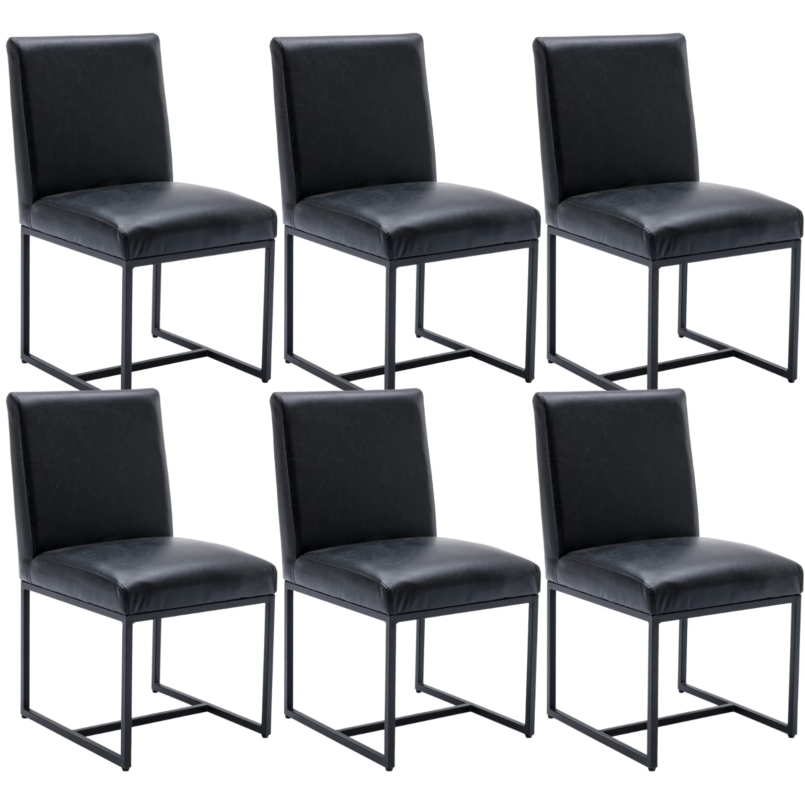 Hny Mid Century Modern Dining Chairs Set Of 6, Pu Leather Kitchen & Dining Room Chair, Upholstered Dining Chair Side Chair With