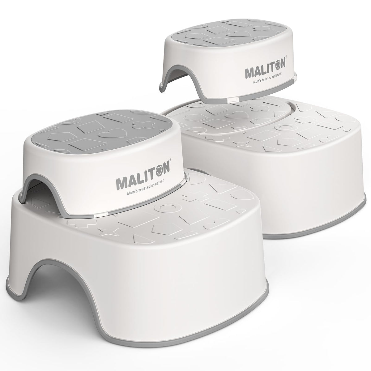 Maliton 2 Step Stool For Toddlers, Baby Kids Step Stool For Bathroom Sink,Anti-Slip Child Stool For Safety,Toilet Potty Training