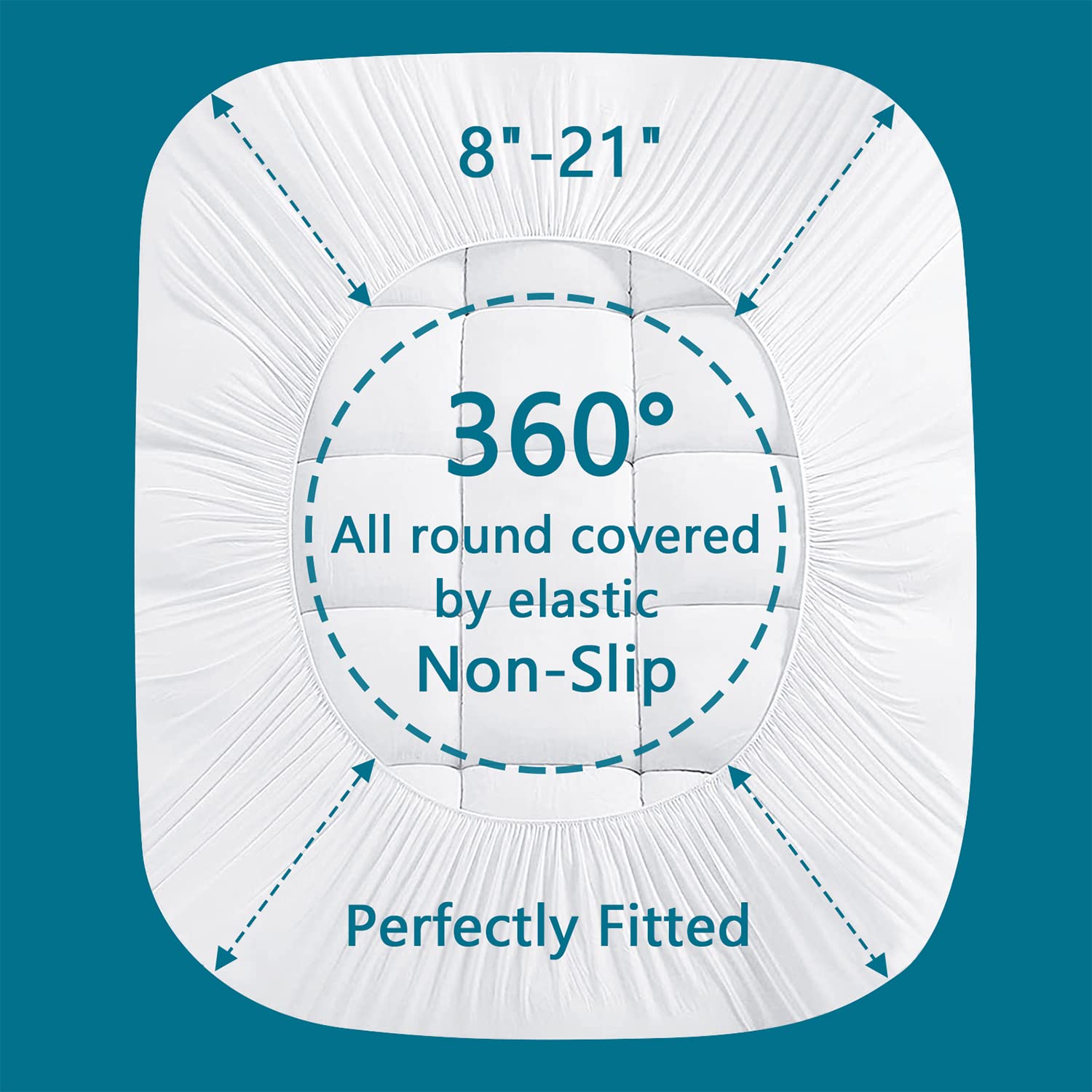 Chokit Luxury Soft 5D Spiral Fiber Queen Mattress Topper, Extra Thick Mattress Pad Cover For Back Pain Relief, Cooling Breathabl