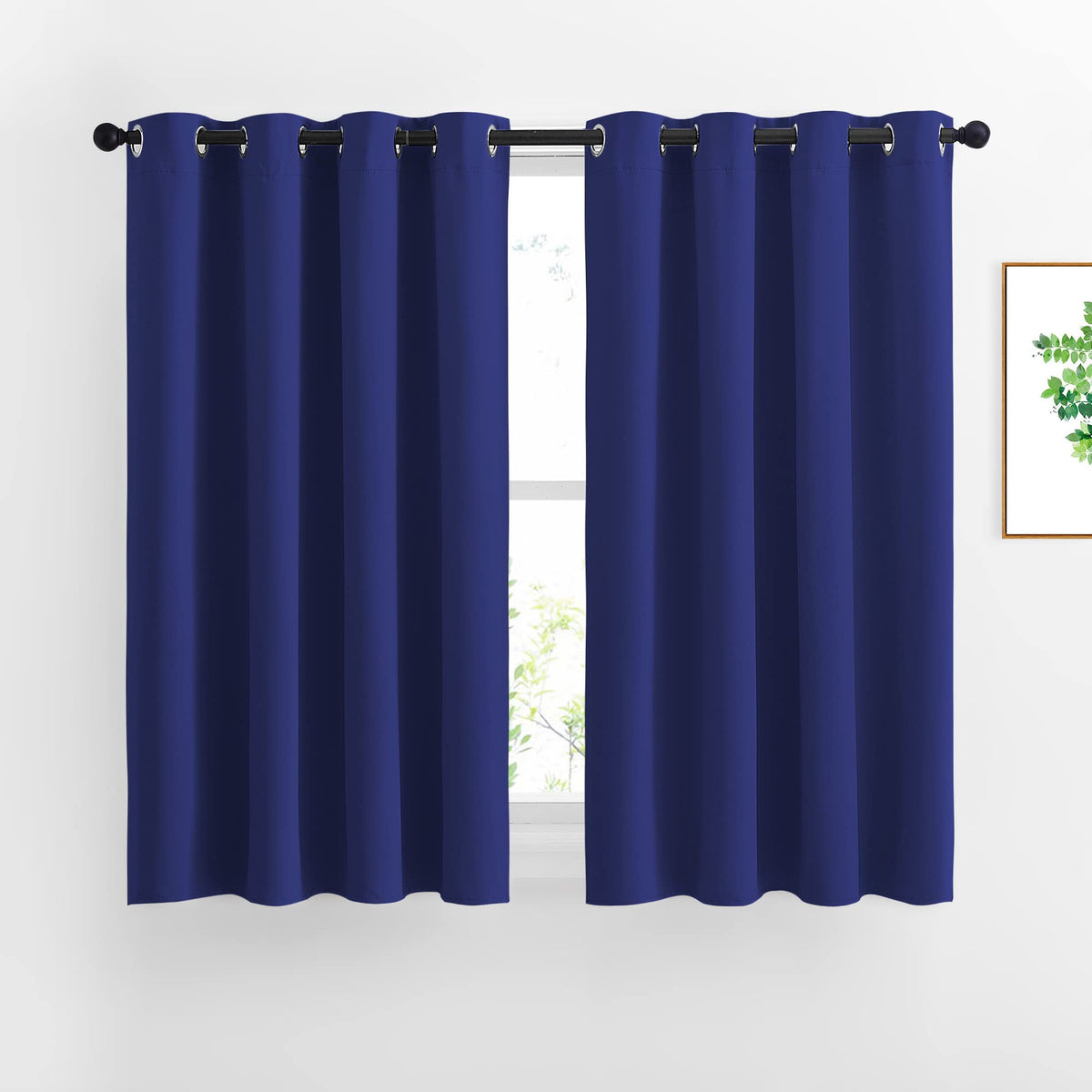Nicetown Blackout Curtain Panels Grommet - All Season Eyelet Top Blackout Draperies For Bedroom/Living Room/Glass Door, Navy Blu