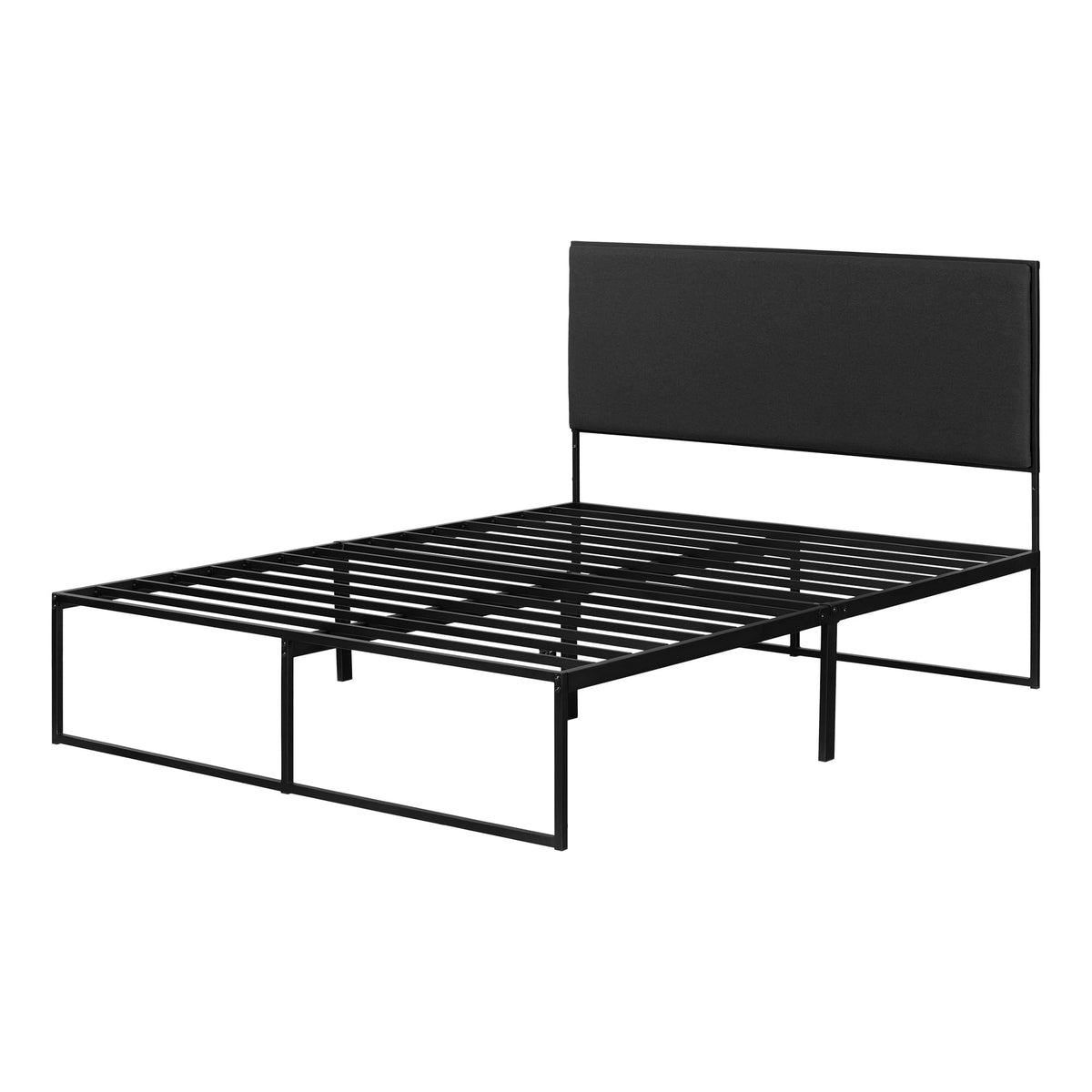 South Shore Mezzy Upholstered Metal Bed, Queen, Gray And Pure Black