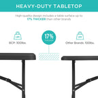 Best Choice Products 8Ft Plastic Folding Table, Indoor Outdoor Heavy Duty Portable W/Handle, Lock For Picnic, Party, Pong, Camping - Black