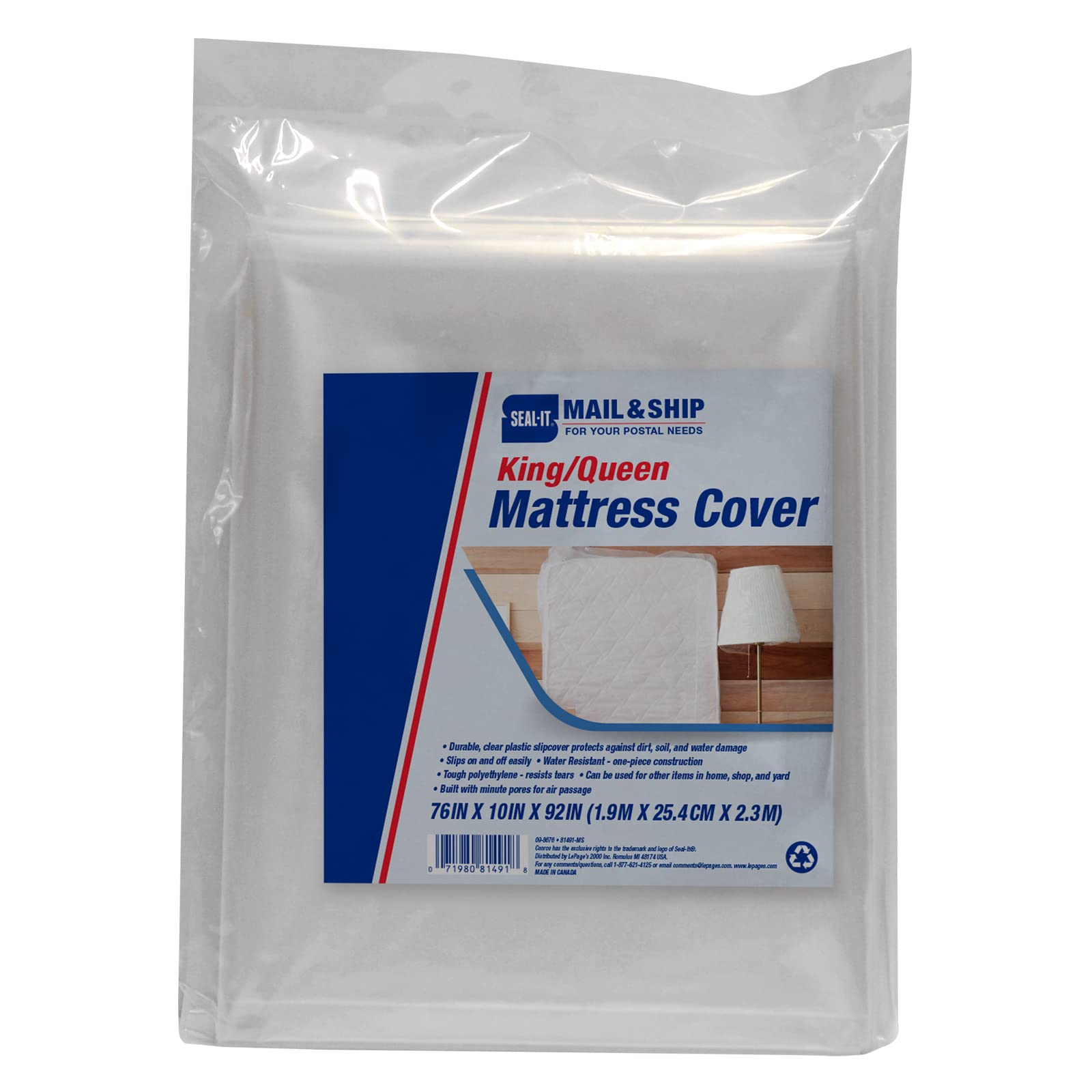 Seal-It Mail and Ship Mattress Cover for Moving & Storage, King/Queen, 76 x 10 x 92 (81491-MS)