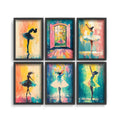 Paper Pajama Company Ballet Grace Wall Art Framed Set of 6 Dancing Girl Painting Pastel Ballet Pose Decor 30 x 26 Inch by Nav Ni