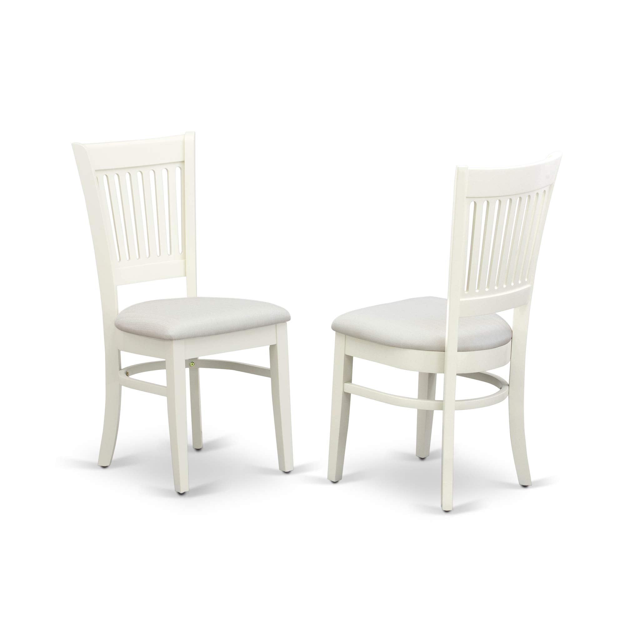 East West Furniture Hlva5-Lwh-C 5 Piece Kitchen Table Set For 4 Includes A Round Dining Room Table With Pedestal And 4 Linen Fabric Upholstered Dining Chairs, 42X42 Inch, Linen White