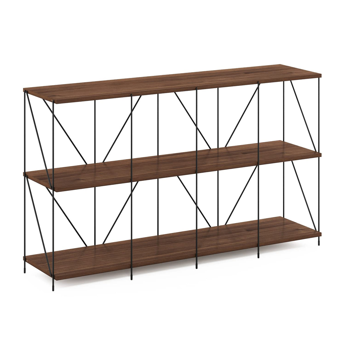 Furinno Besi 4 X 2 Multipurpose Shelf Display Rack With Metal Frame, Walnut Cove