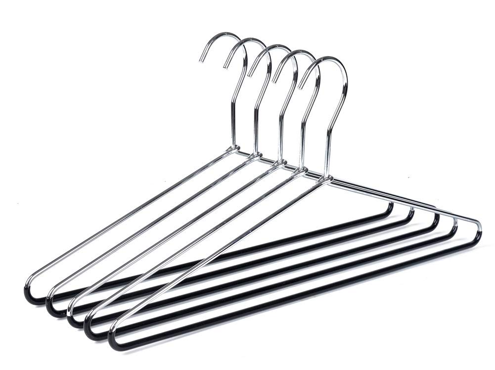 30 Quality Heavy Duty Metal Coat Hangers with Black Rubber Coating for Non Slip Pants (30)