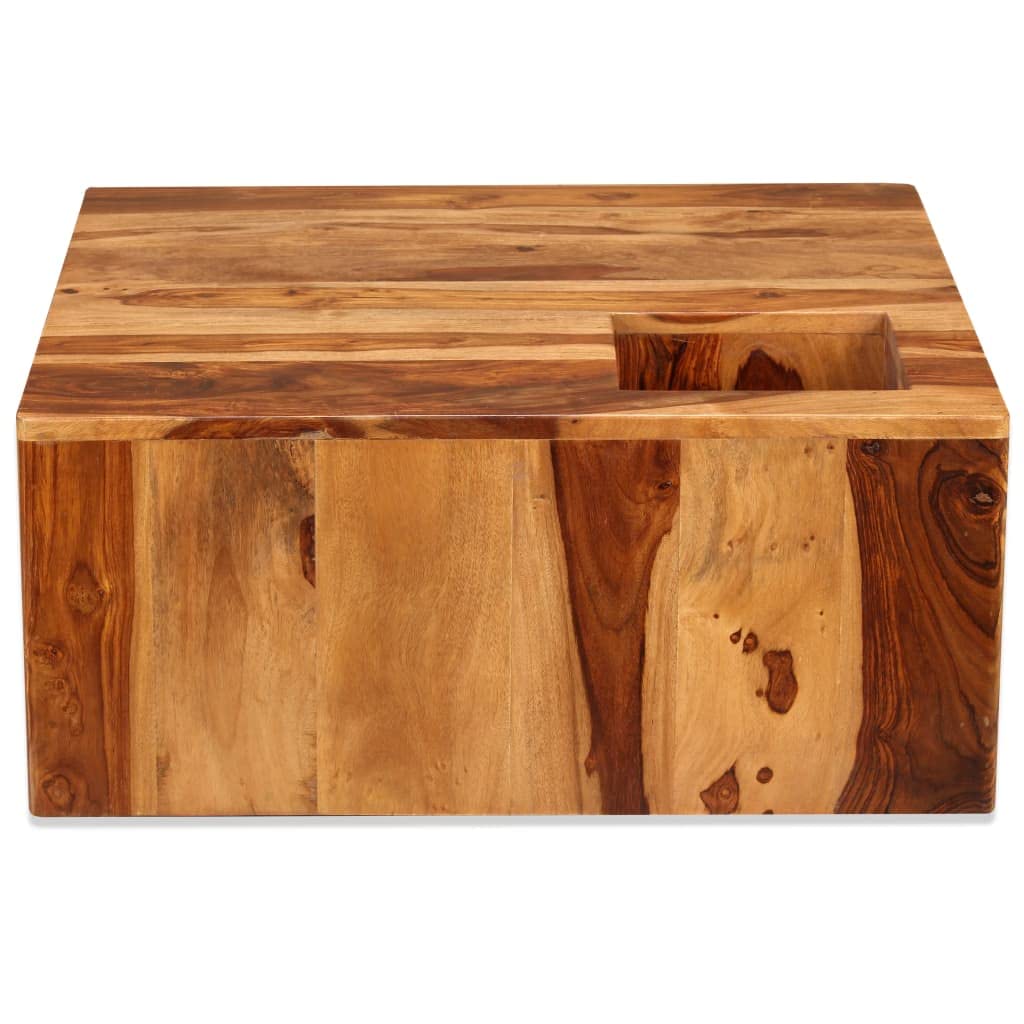 vidaXL Handmade Sheesham Wood Coffee Table - Square Design with Recessed Storage Area, Polished, Painted and Lacquered, 27.6x27.6x11.8