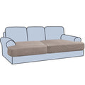 H.Versailtex Stretch 2 Piece T Cushion Sofa Slipcovers Individually Sofa Cushion Covers For 2 Cushion Couch Sofa Seat Cushion Covers With Elastic Bands Featuring Thicker Jacquard Fabric, Taupe