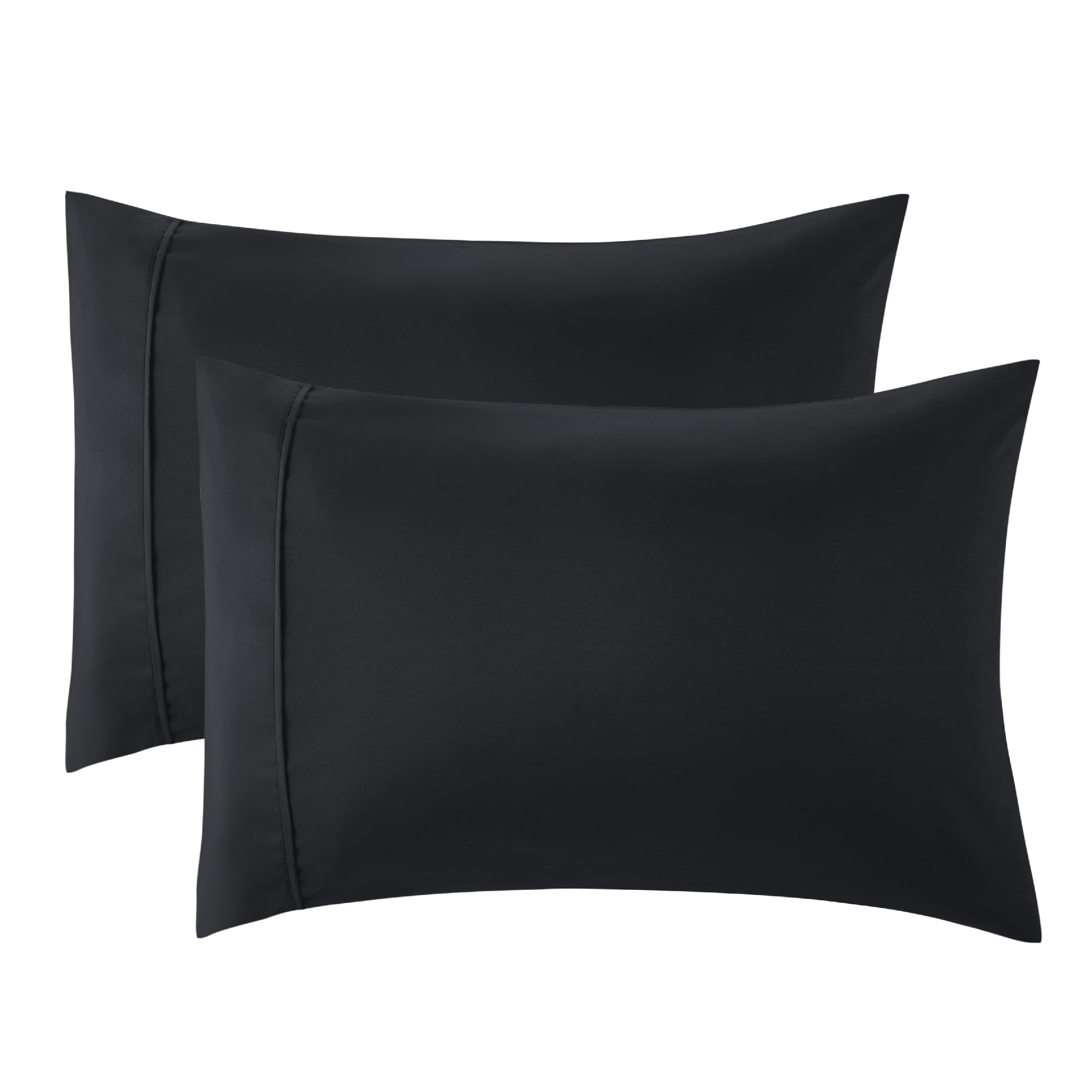 Bedsure King Size Pillow Cases Set Of 2 - Black Polyester Microfiber Pillowcases 2 Pack, Super Soft Pillow Case Cover With Envelop Closure, 20X36 Inches
