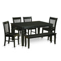 East West Furniture WENO6D-BLK-W 6 Piece Kitchen Set Contains a Rectangle Room Table with Butterfly Leaf and 4 Dining Chairs with a Bench, 42x60 Inch
