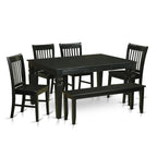 East West Furniture WENO6D-BLK-W 6 Piece Kitchen Set Contains a Rectangle Room Table with Butterfly Leaf and 4 Dining Chairs with a Bench, 42x60 Inch